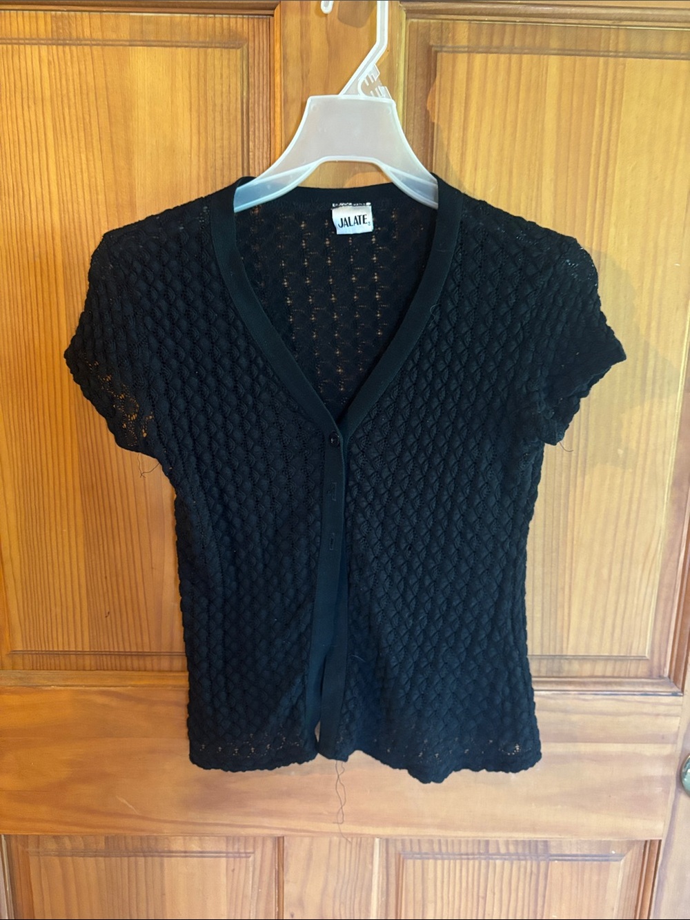 Jalalie Black Cropped Knit Button Cardigan